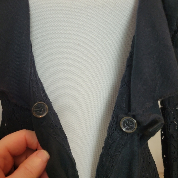 Free People Black Lace Ruffled Cardigan in 6 - Picture 6 of 7